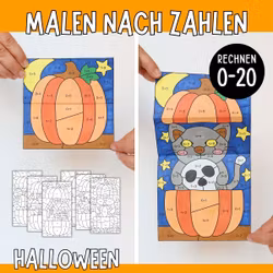 Malen nach Zahlen (Rechnen 0-20) - Halloween