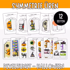 Symmetrie üben - Pixelbilder Halloween