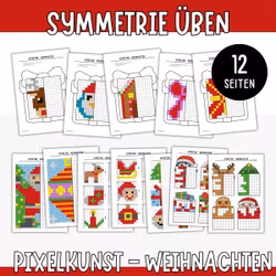 Symmetrie üben - Pixelbilder Weihnachten