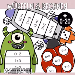 Würfeln & Rechnen (10 Mathespiele) - Addition bis 20