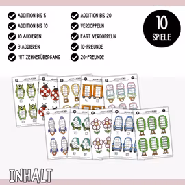 Würfeln & Rechnen (10 Mathespiele) - Addition bis 20