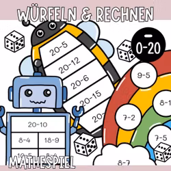 Würfeln & Rechnen (10 Mathespiele) - Subtraktion bis 20