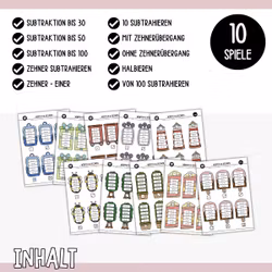 Würfeln & Rechnen (10 Mathespiele) - Subtraktion bis 100