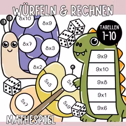 Würfeln & Rechnen (10 Mathespiele) - Einmaleins 1-10