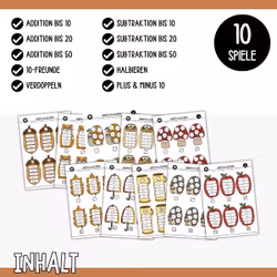 10 Mathespiele (Würfeln & Rechnen) - Herbst