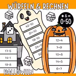 10 Mathespiele (Würfeln & Rechnen) - Halloween