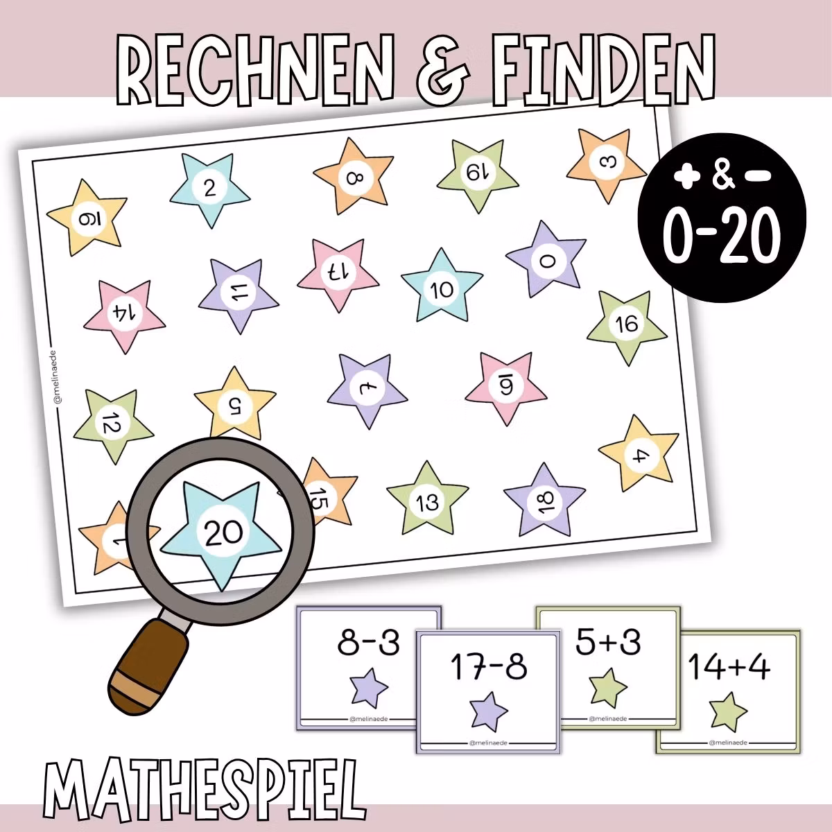 Rechnen & Finden (0-20) - Mathespiel mit Addition & Subtraktion