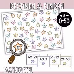 Rechnen & Finden (0-50) - Mathespiel mit Addition & Subtraktion