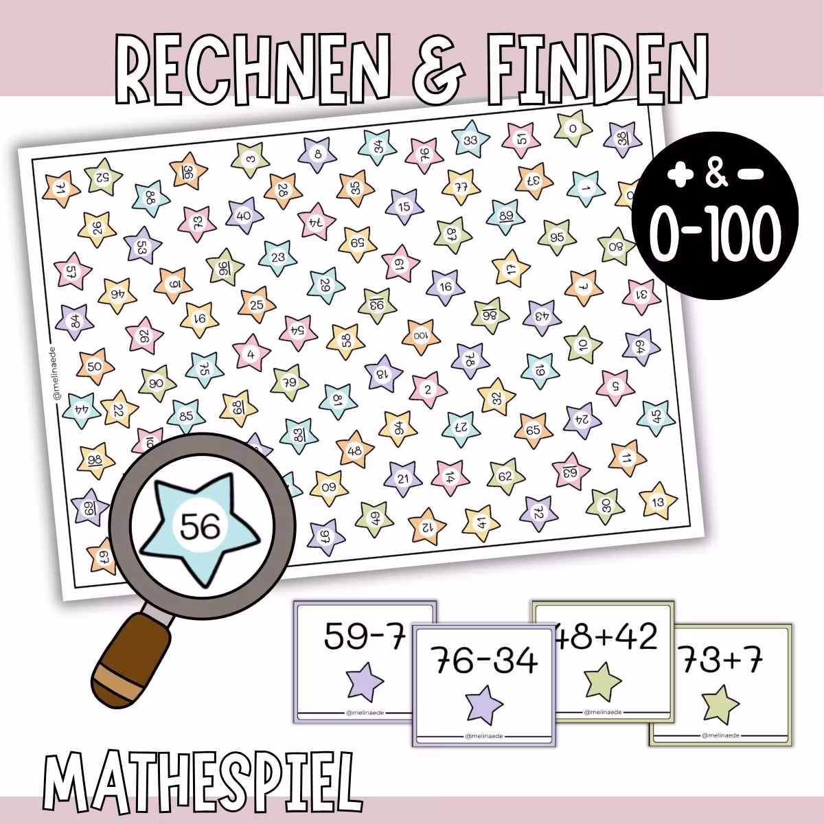Rechnen & Finden (0-100) - Mathespiel mit Addition & Subtraktion