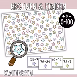 Rechnen & Finden (0-100) - Mathespiel mit Addition & Subtraktion