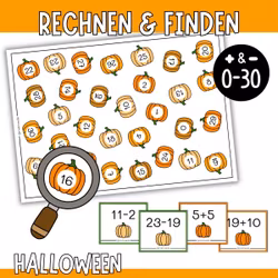 Rechnen & Finden (0-30) - Mathespiel für Halloween