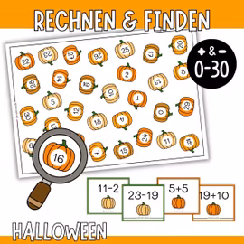 Rechnen & Finden (0-30) - Mathespiel für Halloween