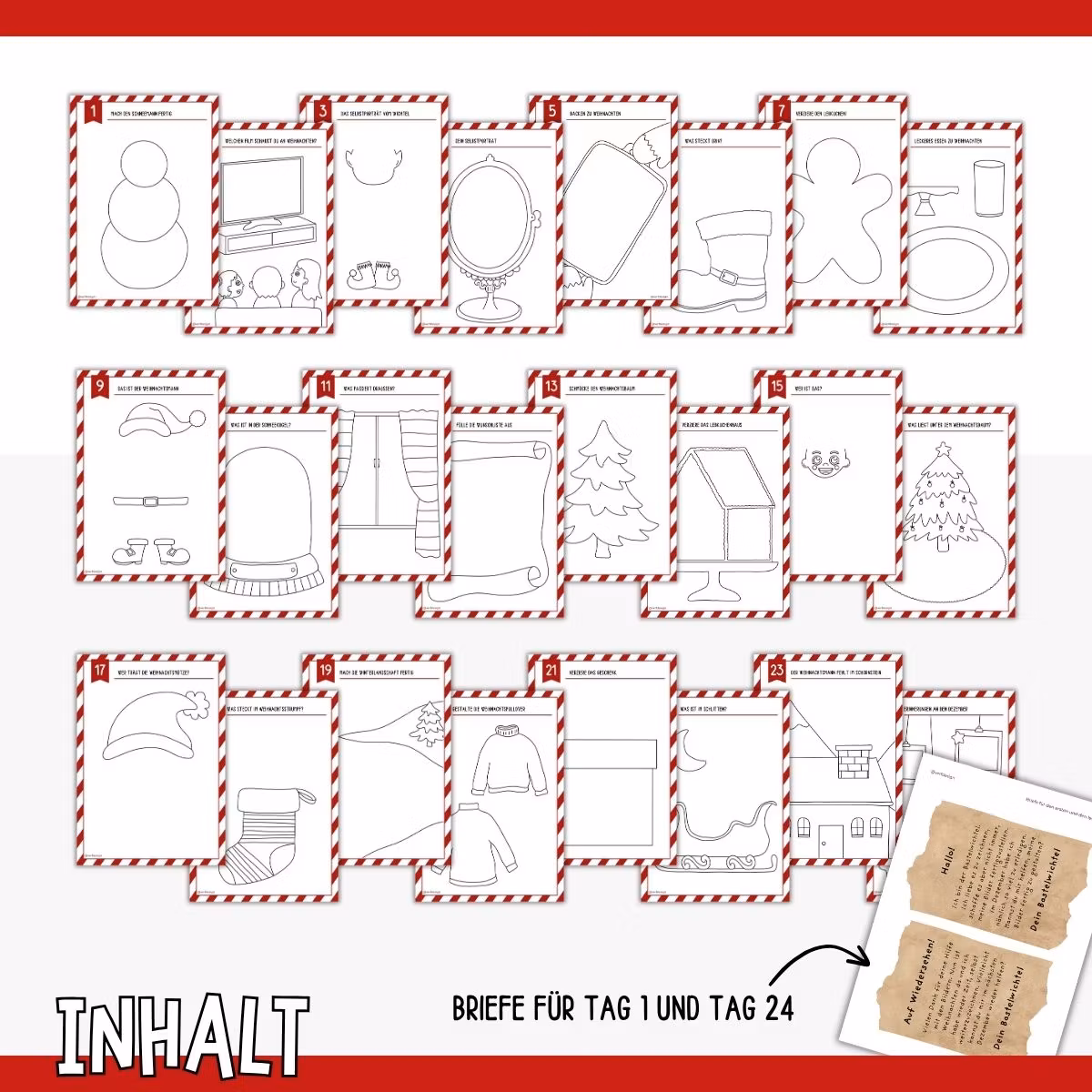 Kreative Wichtelbriefe - Adventskalender zum Fertigzeichnen