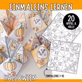 Einmaleins üben - Halloween (Himmel und Hölle)