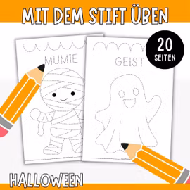 Mit dem Stift üben - Halloween (20 Übungen)