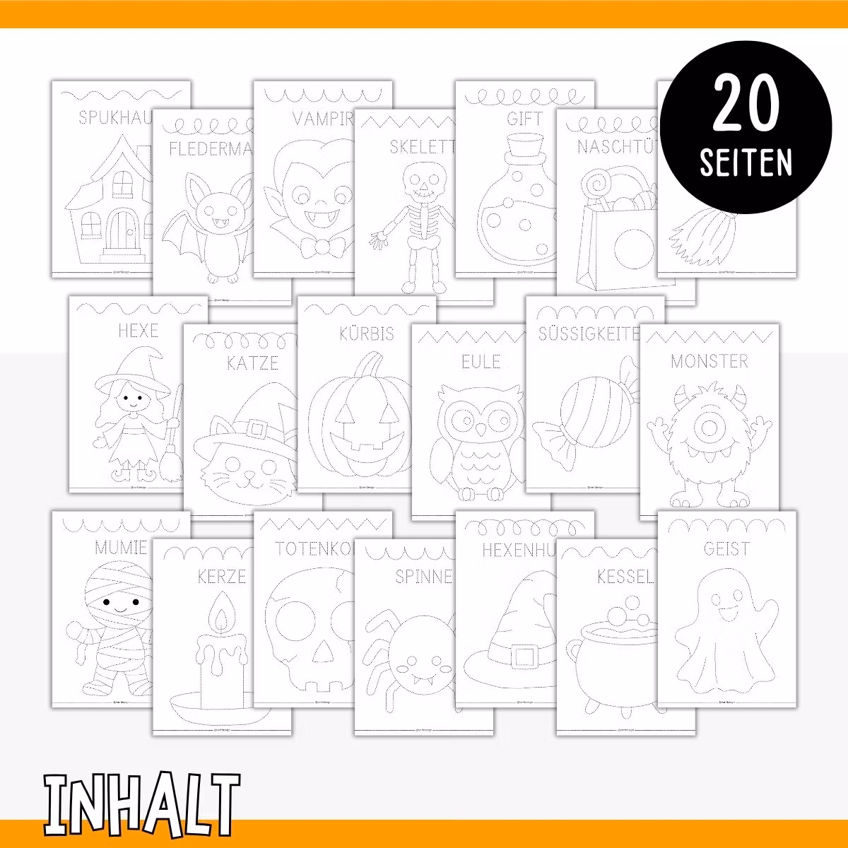 Mit dem Stift üben - Halloween (20 Übungen)