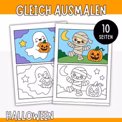 Nach Vorlage ausmalen - Halloween (10 Ausmalbilder)