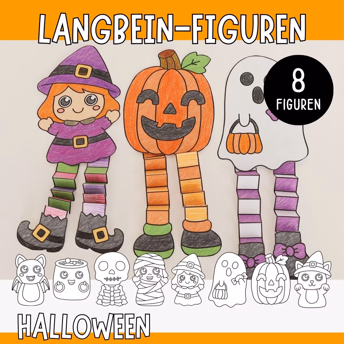 Langbein-Figuren - Halloween-Bastelvorlagen zum Ausdrucken