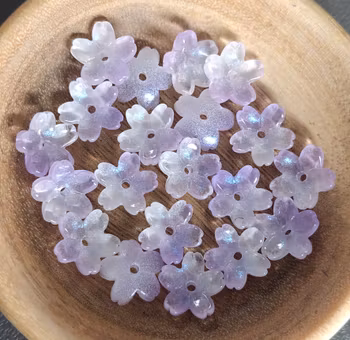 Glasblommor lila/vita