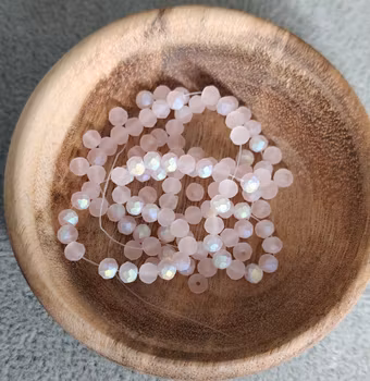 Glaspärlor facetterade - rosa frostad skimmer 3 mm