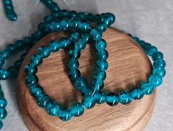 Glaspärlor Krackelerade - teal 8 mm