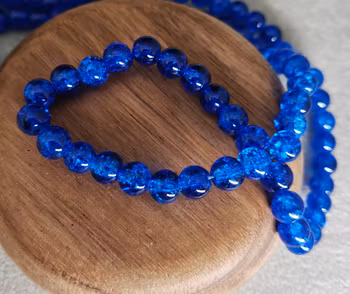 Glaspärlor krackelerade - Royal blue 8 mm
