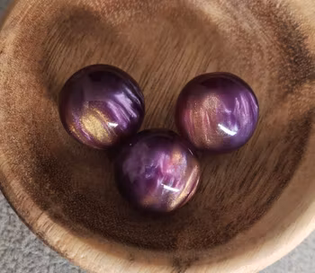 Pennpärlor 16 mm - mörklila & guld med skimmer