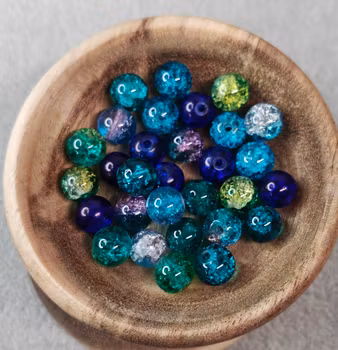 Glaspärlor krackelerade - Ocean-mix 8 mm