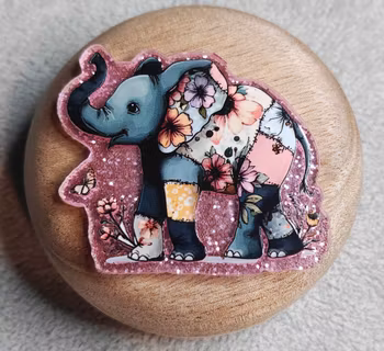 Akrylplatta - Elefant med blommor