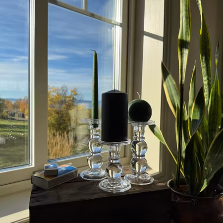 Blockljus - Mossgrön - Ø7.5X15 cm - 80h