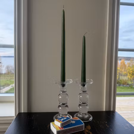 Antikljus - Mossgrön - 35 cm - 10h