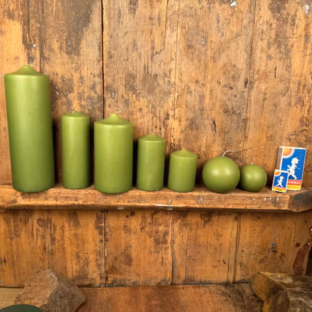 Blockljus - Lindgrön - Ø10X30 cm - 215h