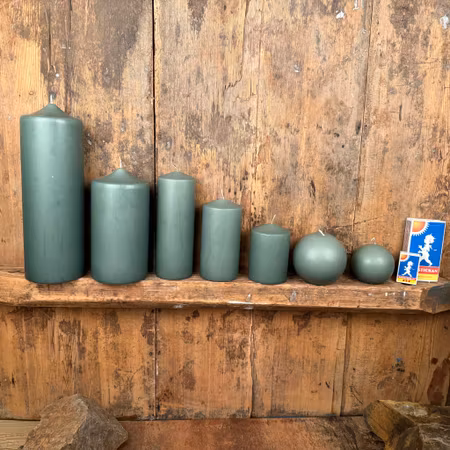 Blockljus - Antikgrön - Ø7X20 cm - 76h