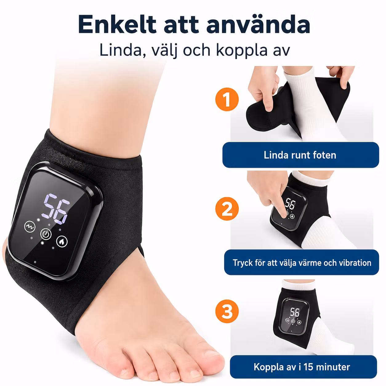 Ankelskydd med värme och vibrationsmassage