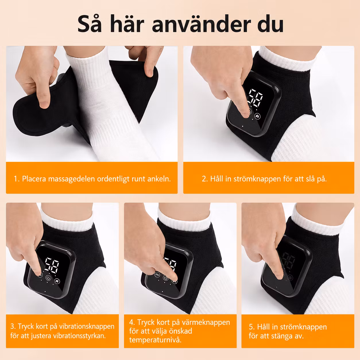 Ankelskydd med värme och vibrationsmassage