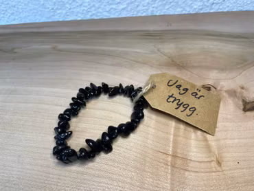 Affirmationsarmband "Jag är trygg" med Turmalin stl: S