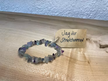 Affirmationsarmband "Jag är strukturerad" med Regnbågsfluorit stl: XS