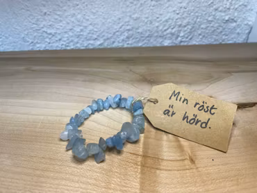 Affirmationsarmbans "Min röst är hörd" med Akvamarin stl: XXS