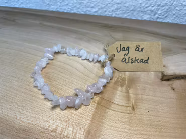 Affirmationsarmband "Jag är älskad" med Rosenkvarts stl: M