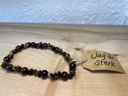Affirmationsarmband "Jag är stark" med Oxöga och Tigeröga stl: XL