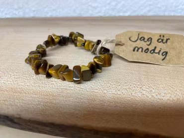 Affirmationsarmband "Jag är modig" med Tigeröga stl: XS