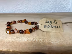 Affirmationsarmband "Jag är motiverad" med Oxöga och Karneol
