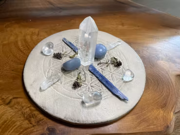 Kristallnätsfat Flower of Life handgjort