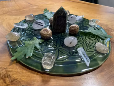 Kristallnätsfat Flower of Life handgjort