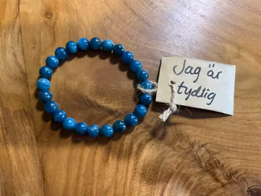 Affirmationsarmband "Jag är tydlig" Apatit stl: L