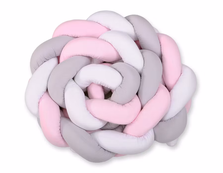 Flätad spjälskydd XXL- vit-grå-rosa