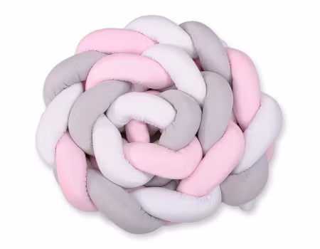 Flätad spjälskydd XXL- vit-grå-rosa