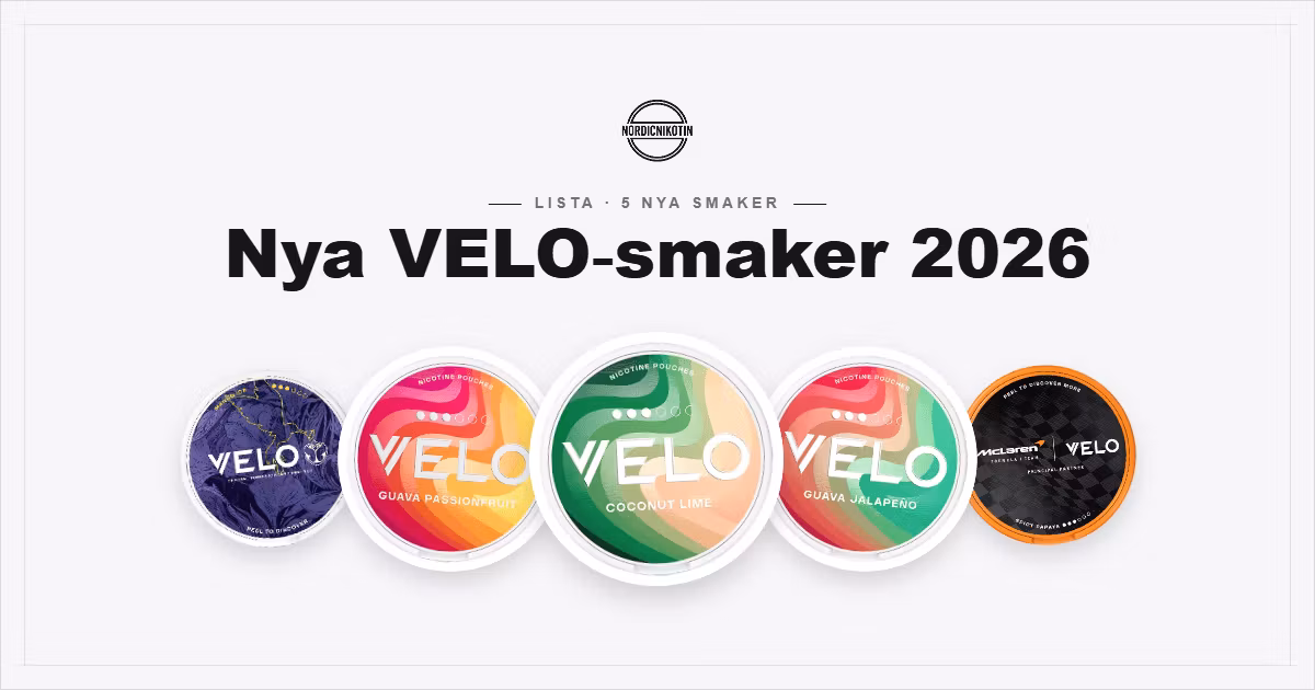 Lista: Alla nya VELO smaker 2026