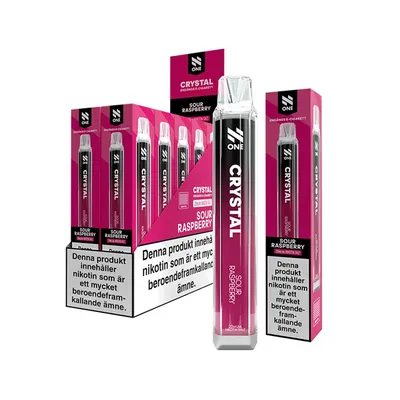N One Crystal Vape Hallon - Sour Raspberry 20mg - 10 pack