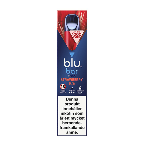 Blu Bar Vape - Strawberry Ice 20mg engångsvape (1000 Puffs)